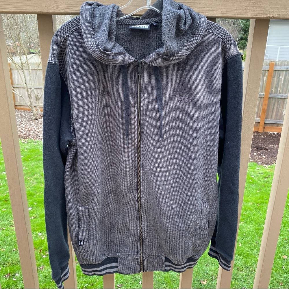 **HOST PICK** VANS Off The Wall Gray and Black Tick Upscale Zipper Hoodie - SM